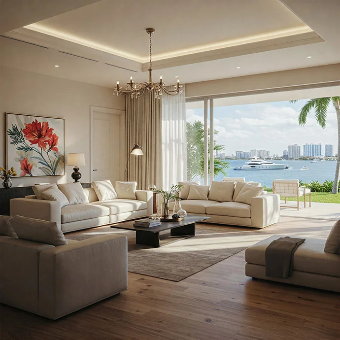 Professional odor removal technician treating a luxury Fort Lauderdale home, ensuring a fresh and clean environment.